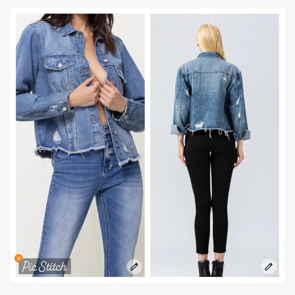 Vervet Plot Twist Classic Fit Distressed Denim Jacket